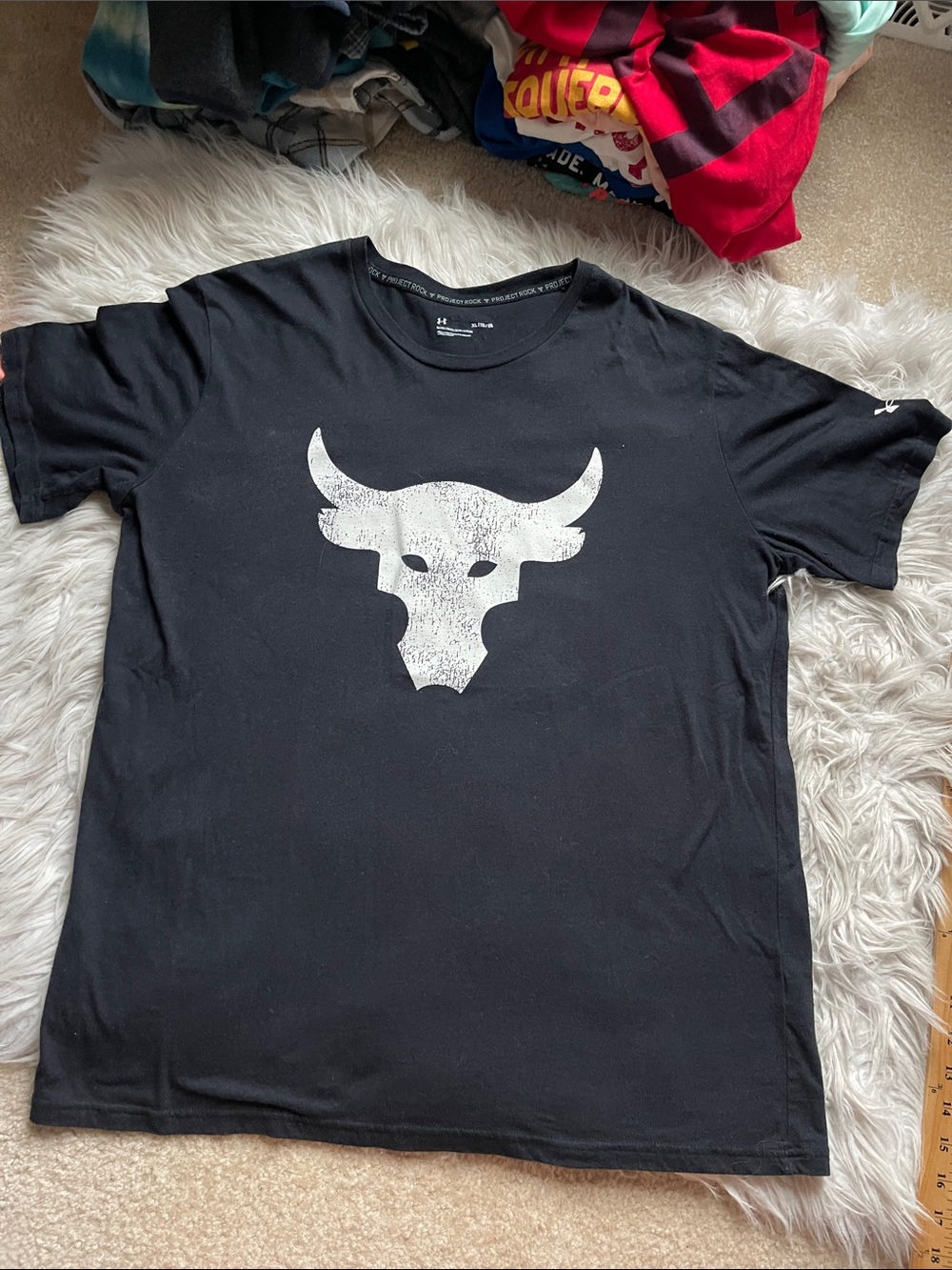 Under Armour Black Short-Sleeve Tee with White Bull Logo
